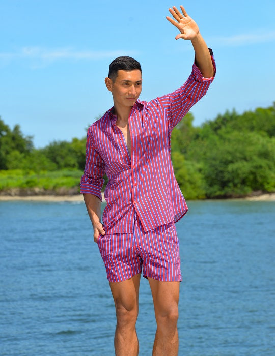 Hamptons Tailored Swim Shorts - Vertical Stripes
