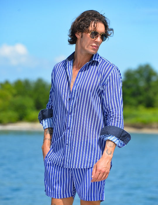 Hamptons Tailored Swim Shorts - Vertical Stripes