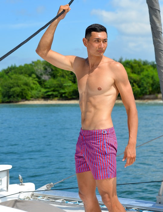 Hamptons Tailored Swim Shorts - Vertical Stripes