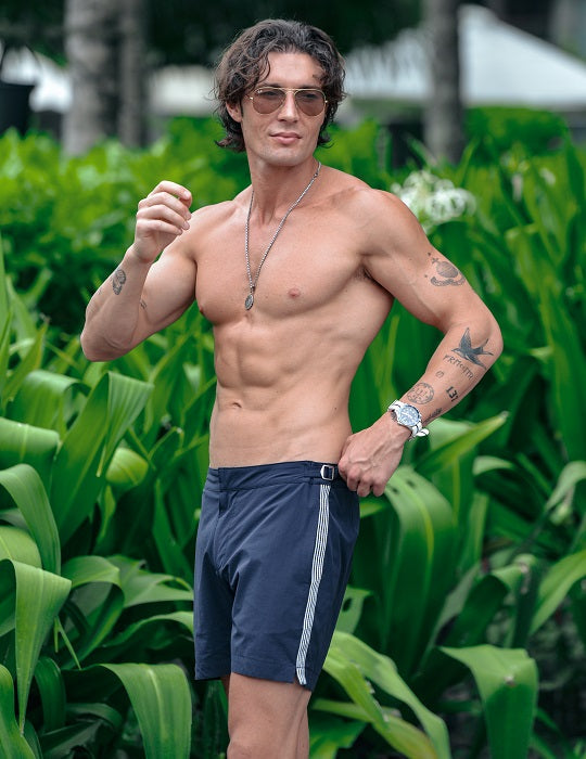 Hamptons Tailored Swim Shorts - Solid Stripes