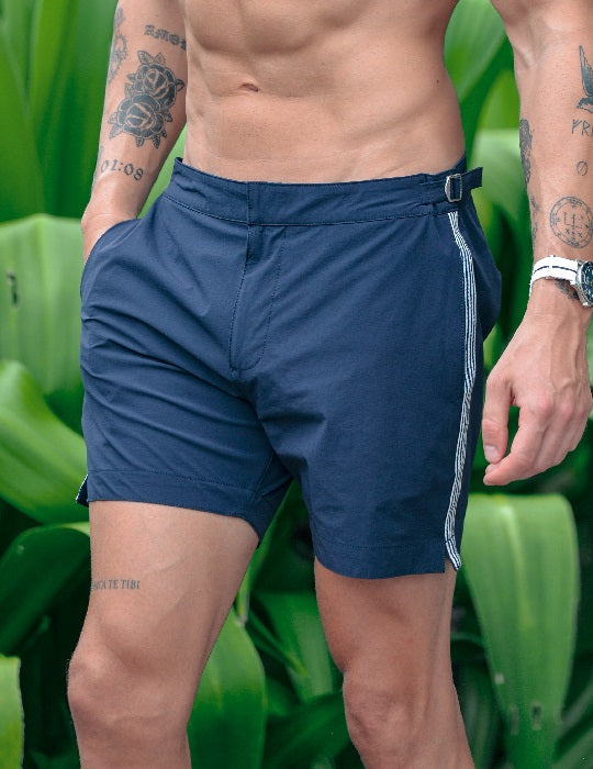 Hamptons Tailored Swim Shorts - Solid Stripes