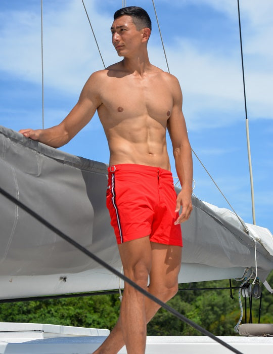 Hamptons Tailored Swim Shorts - Solid Stripes
