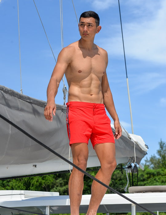 Hamptons Tailored Swim Shorts - Solid Stripes
