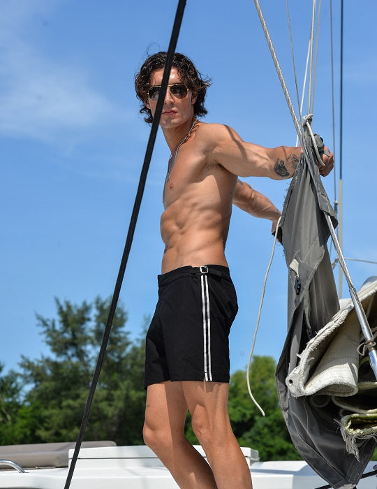 Hamptons Tailored Swim Shorts - Solid Stripes