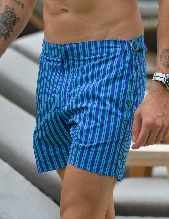 Hamptons Tailored Swim Shorts - Vertical Stripes
