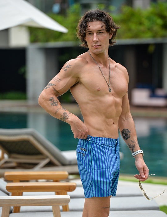Hamptons Tailored Swim Shorts - Vertical Stripes