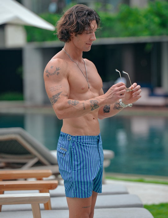Hamptons Tailored Swim Shorts - Vertical Stripes