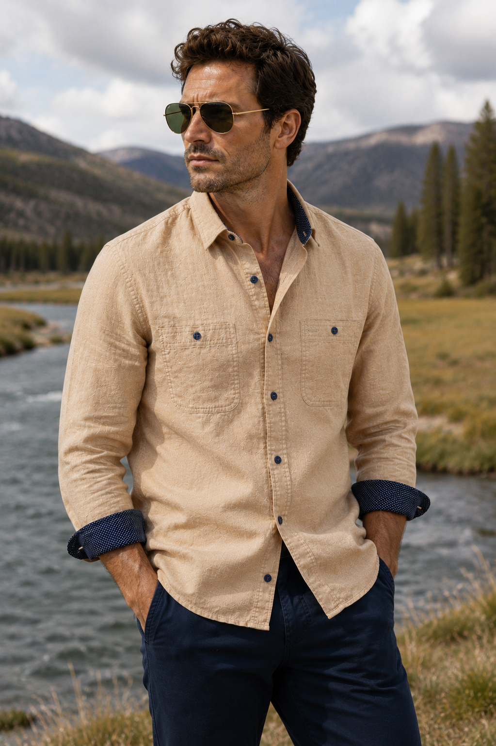 Men's Long Sleeve Yellowstone Linen Shirt