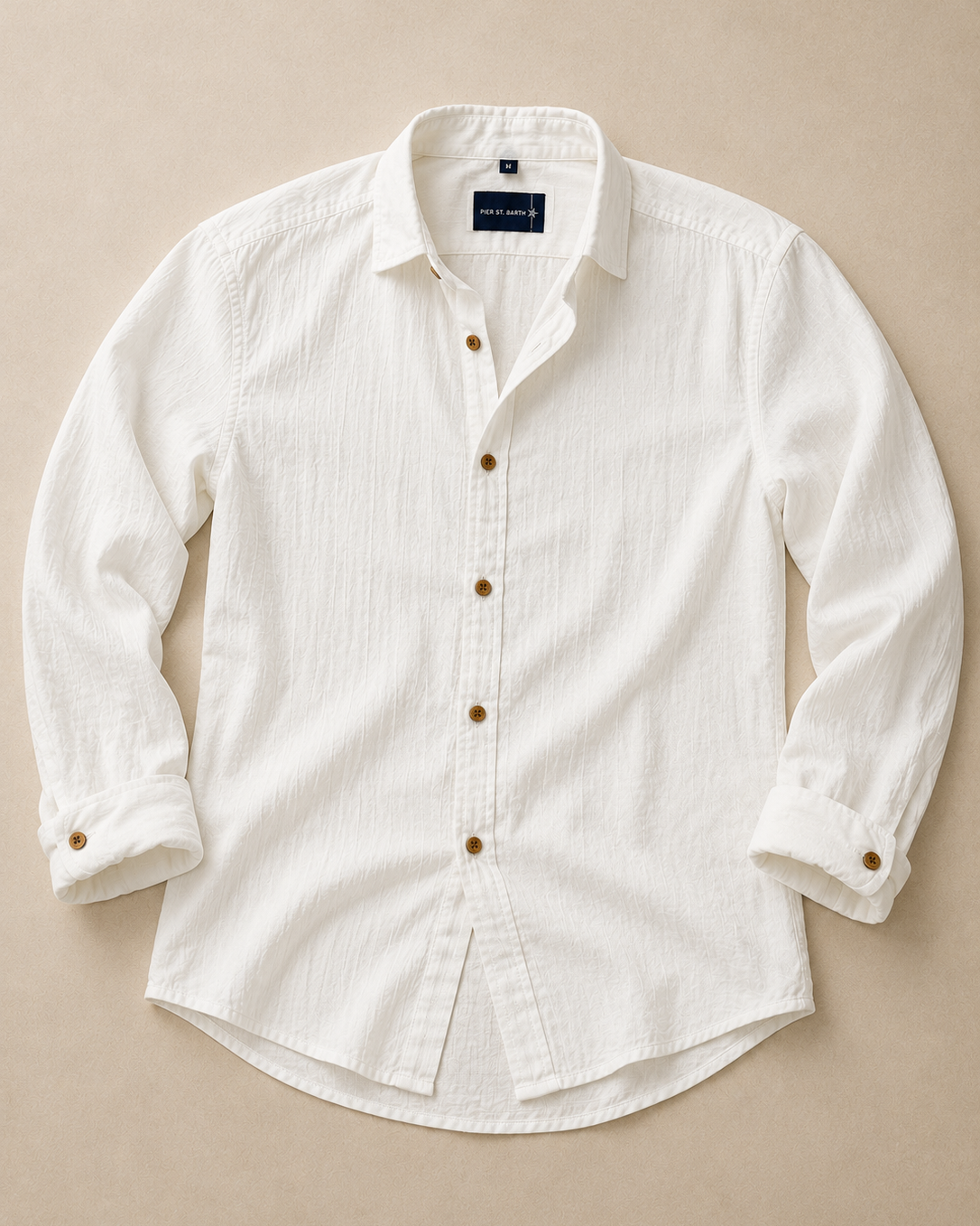 Men's St Tropez Long Sleeve Crinkle Cotton Shirt