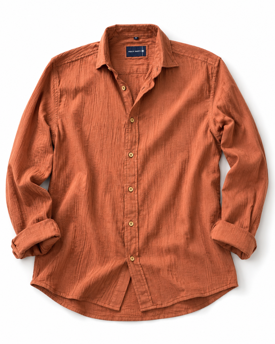 Men's St Tropez Long Sleeve Crinkle Cotton Shirt