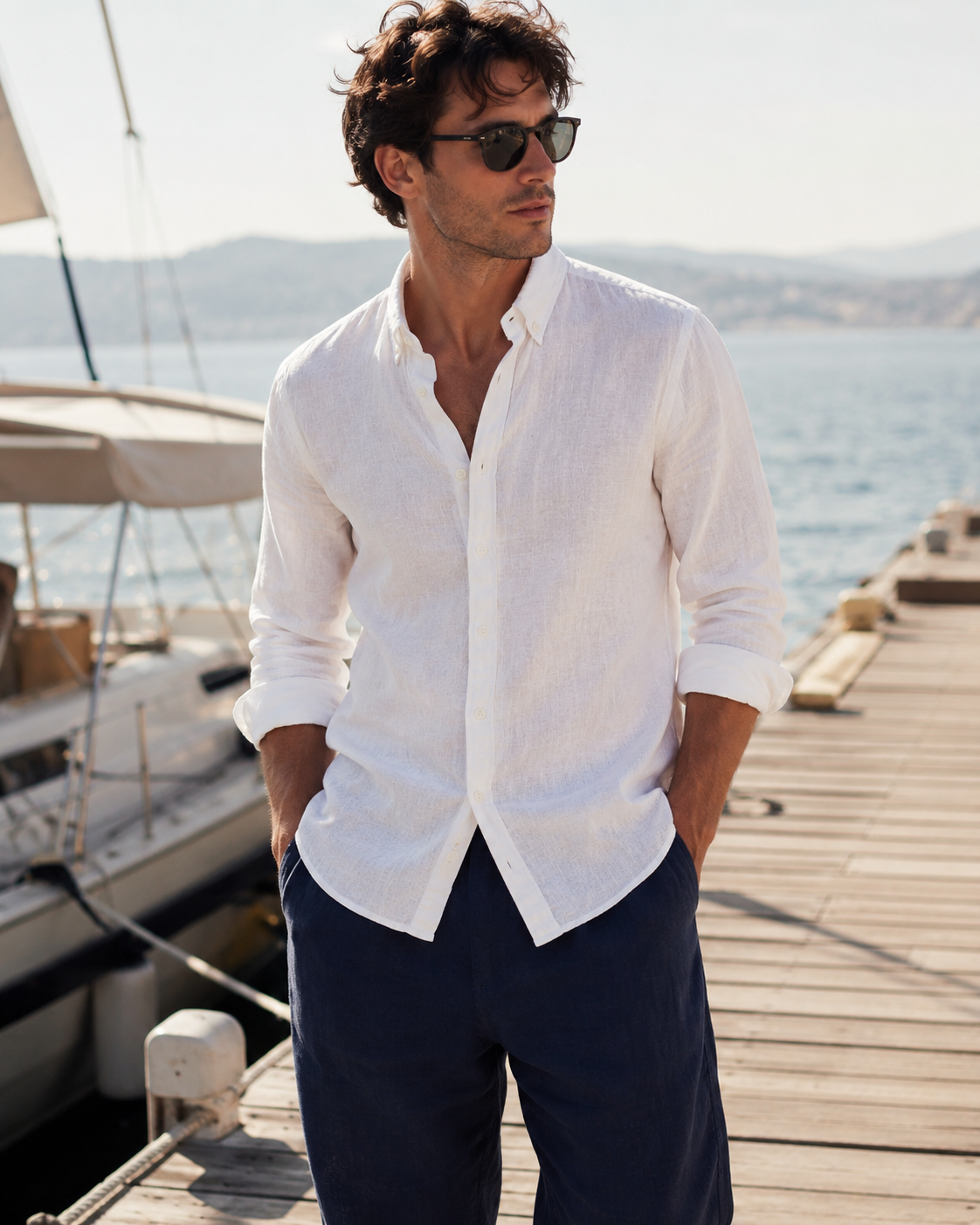 Men's PSB  Linen Button-Down Collar Shirt
