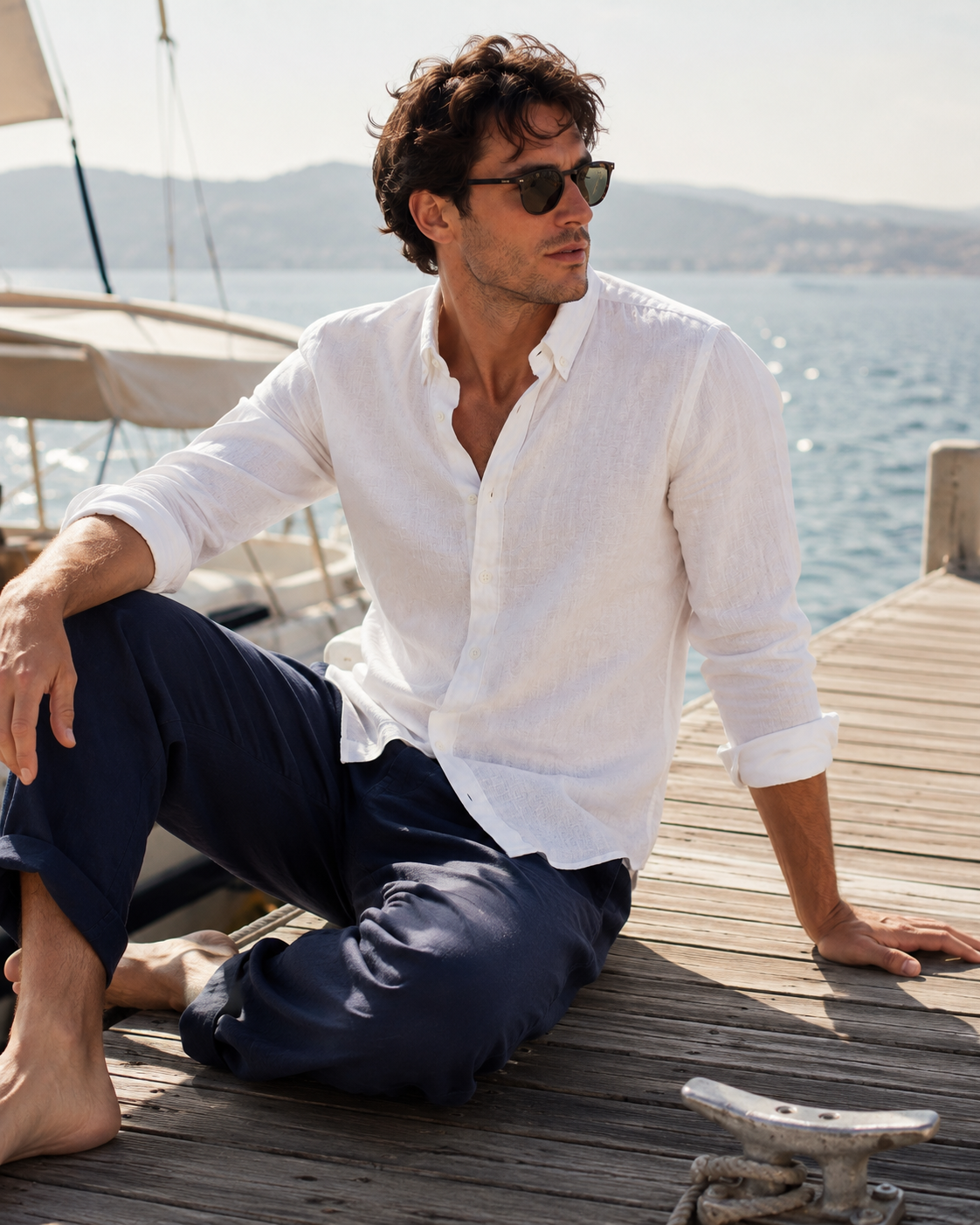 Men's PSB  Linen Button-Down Collar Shirt