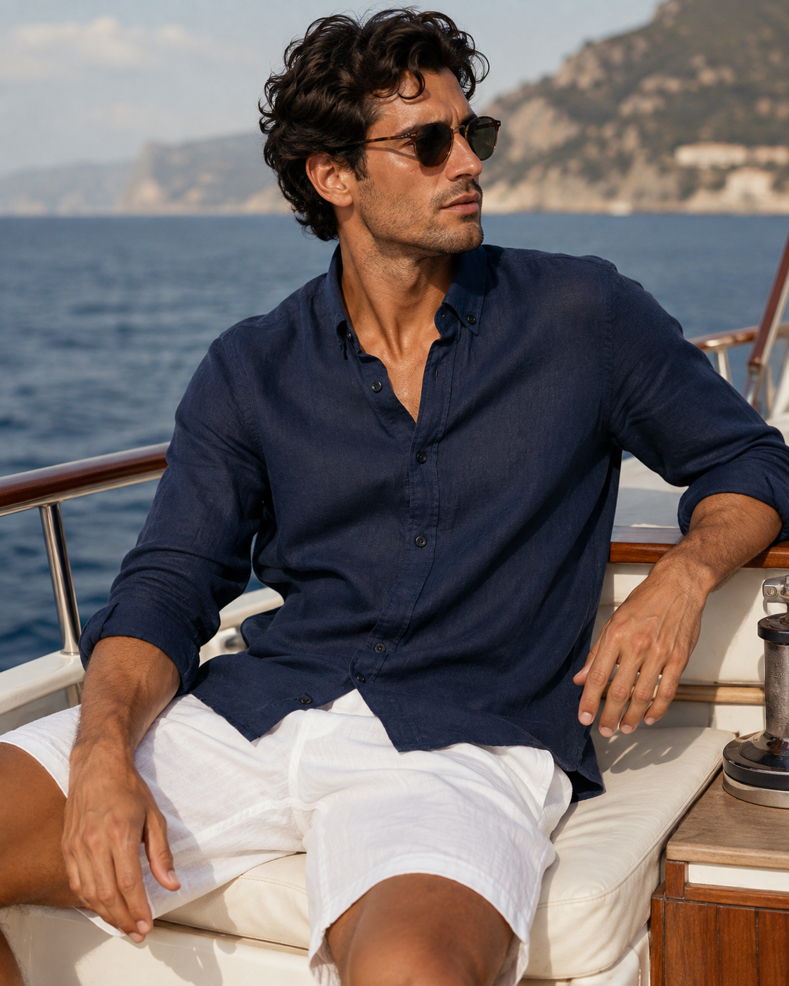 Men's PSB  Linen Button-Down Collar Shirt