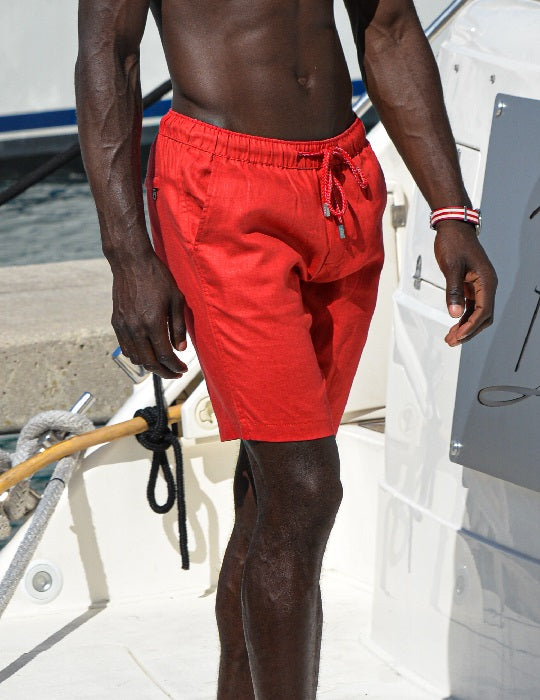 Bahamas Linen Shorts - Men’s Mid-Rise Knee-Length Casual Shorts