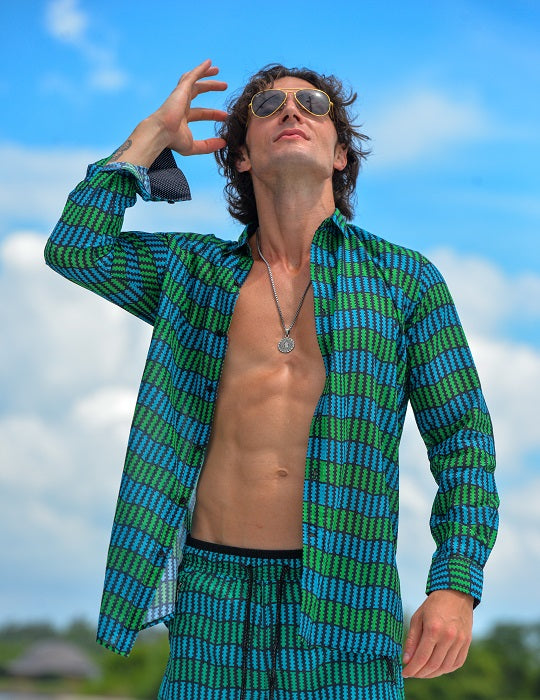 Men's St-Jean Lightweight Patterned Cotton Voile Shirt