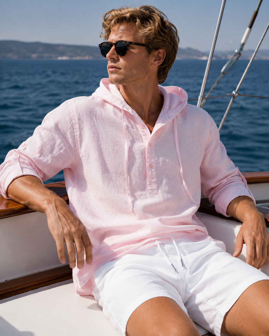 Men's Venice Beach Solid Linen Hoodies