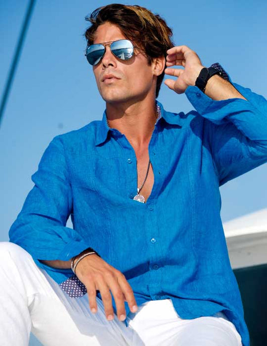 St Barth Solid Linen Long Sleeve Shirts